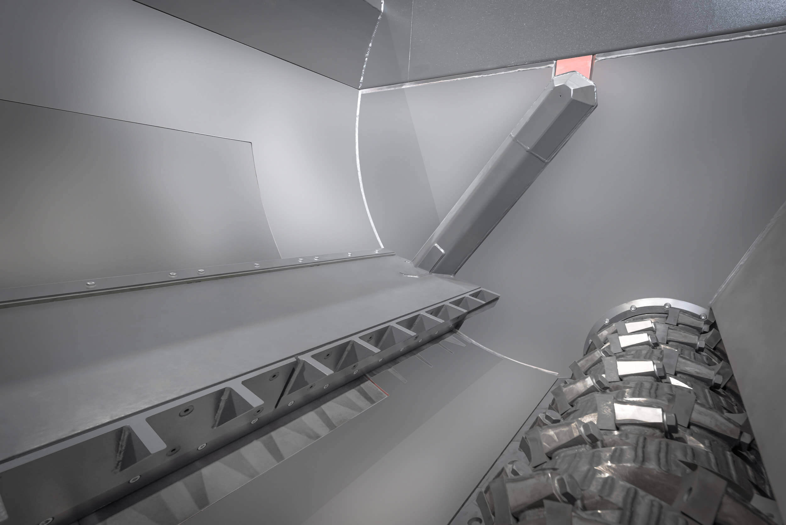 WKS Shredder Innenansicht mit Rotor und Schwingenschieber