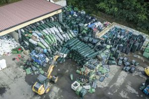 Sorted hard plastic waste at Veolia Sweden