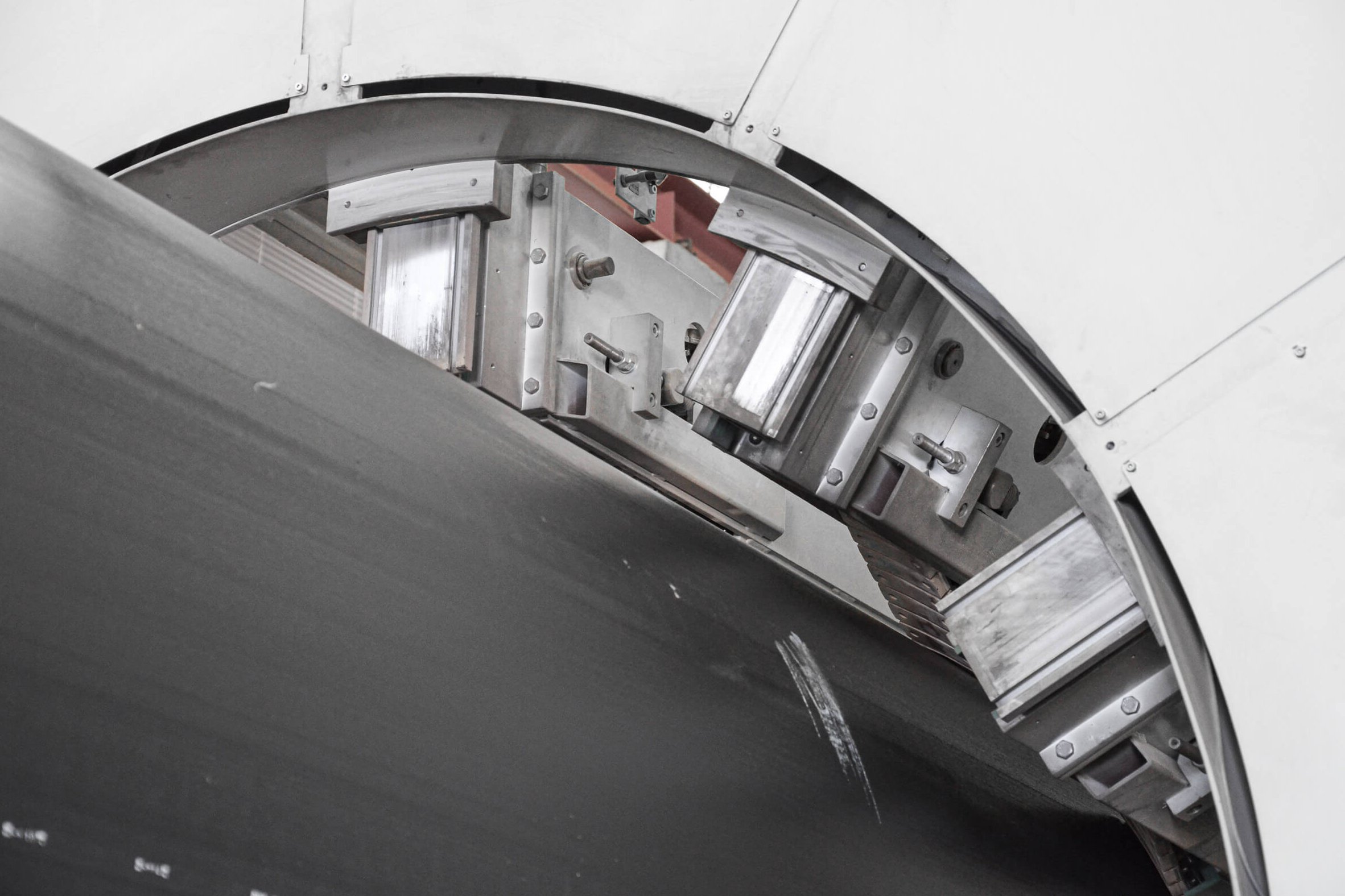 Detailed view of the extrusion of plastic pipes
