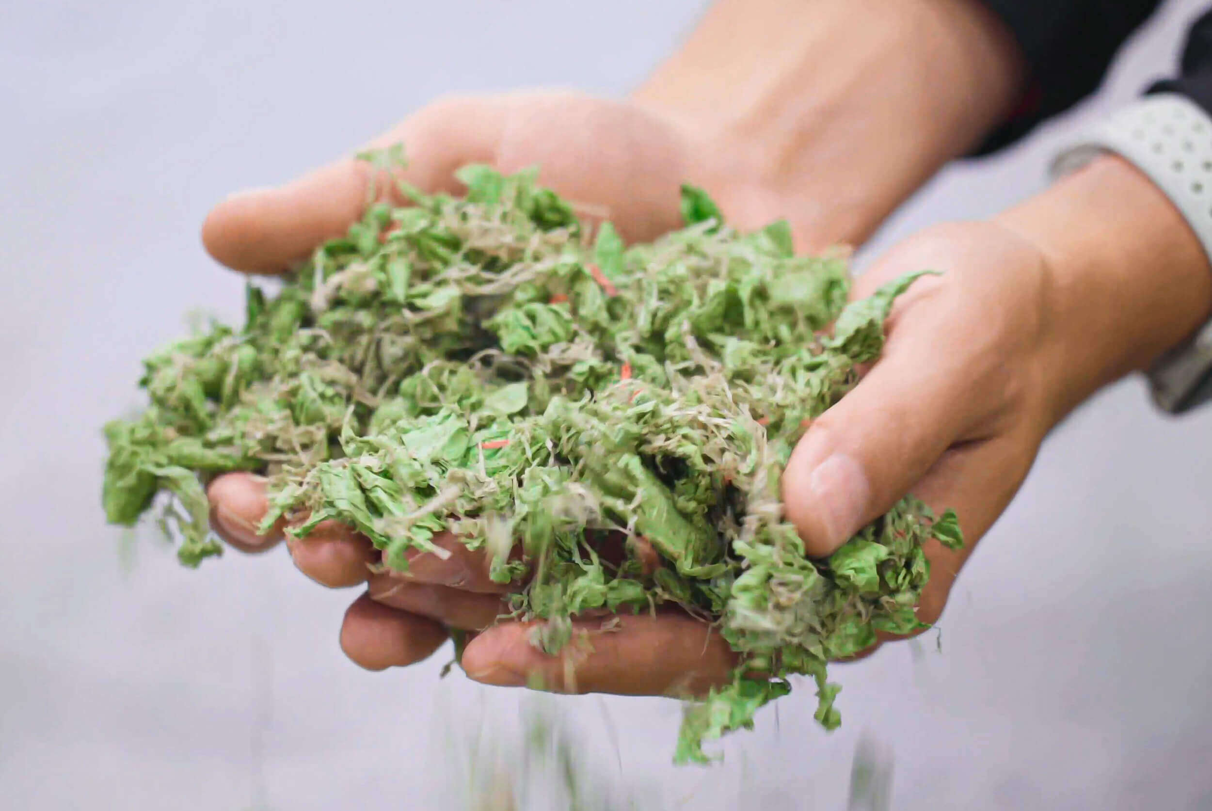 Shredded crop plastics