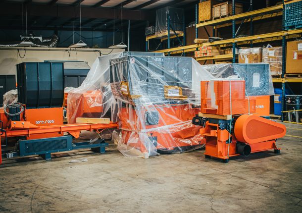 WEIMA machinery is staged in a warehouse and is ready to ship.