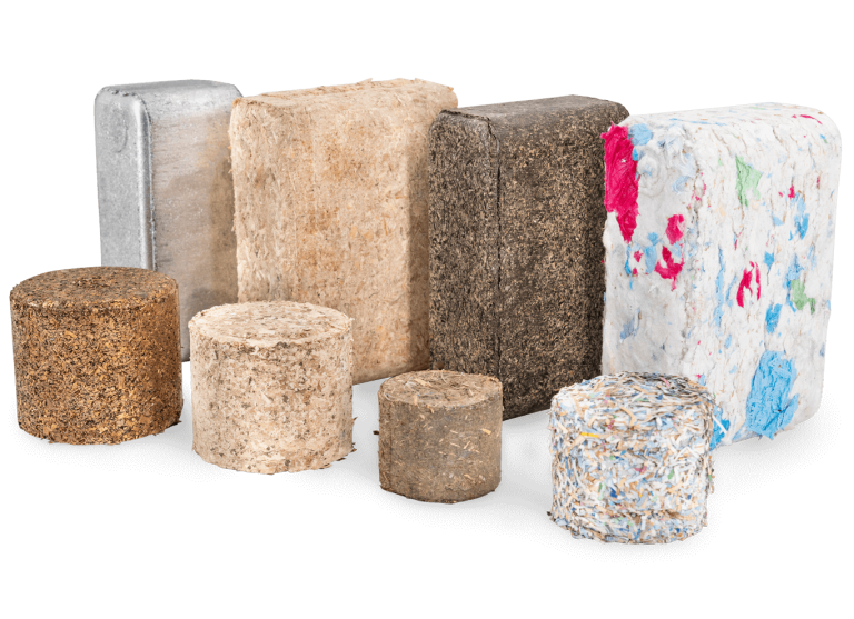 High-quality briquettes made of metal shavings, wood chips, paper dust, organic biogenic materials