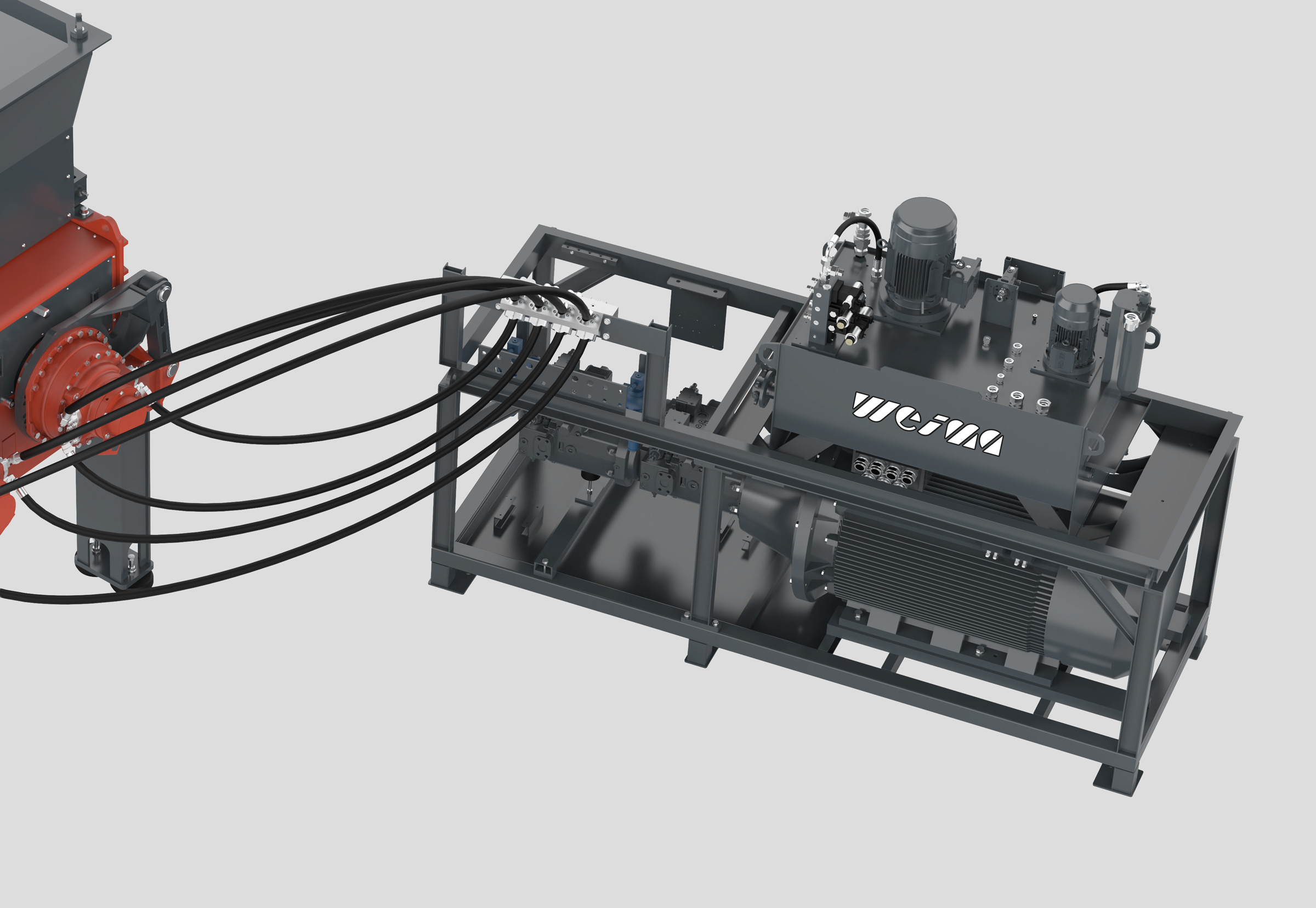 M8 Zweiwellen-Shredder mit Hydraulikantrieb samt PowerPack