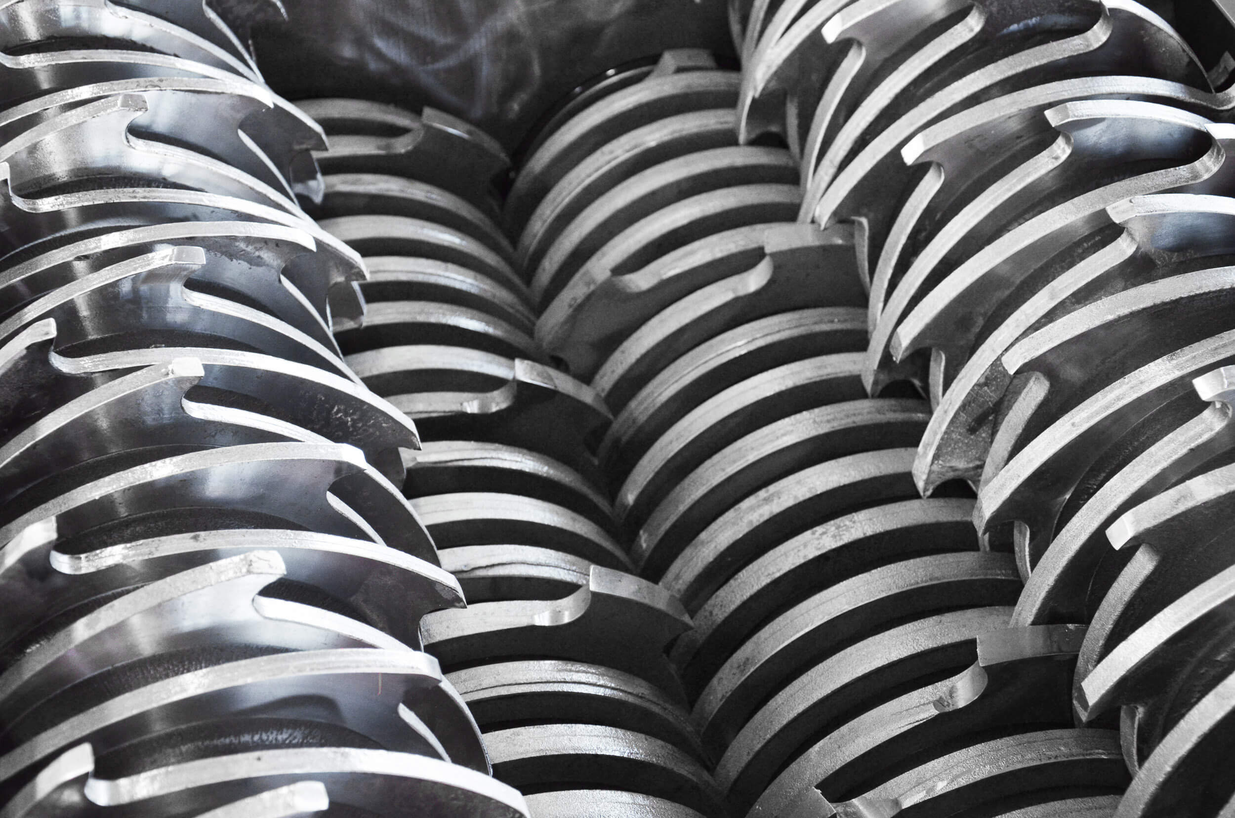 Vierwellenzerkleinerer Schneidwerk mit Schneid- und Räumscheiben