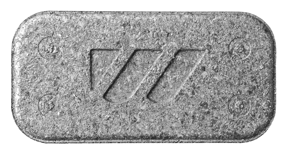 Alu chips briquette with W logo