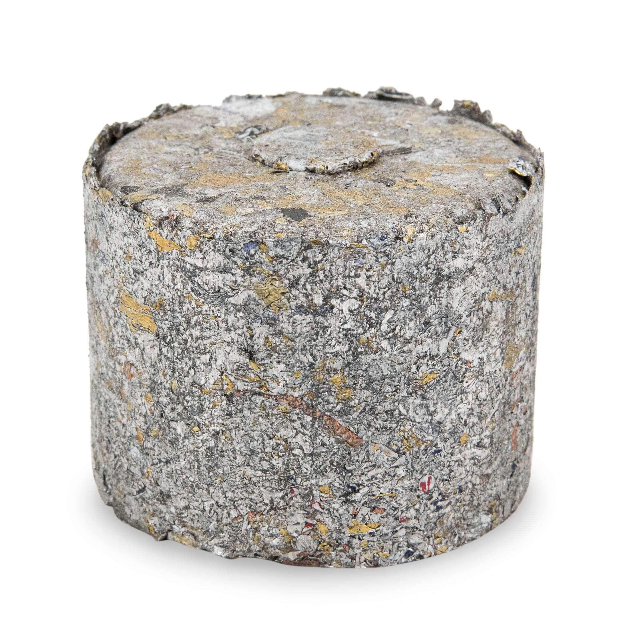 Shredded and briquetted aluminum cans