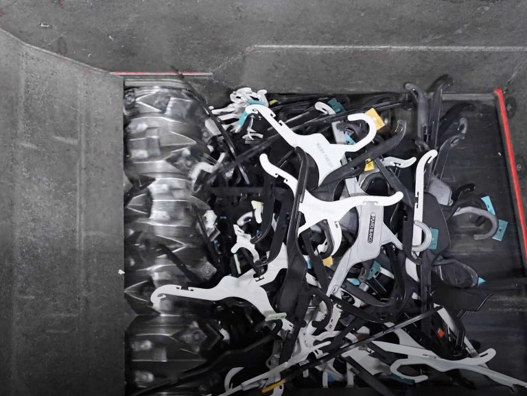 View inside WEIMA shredder with rotor and plastic hangers