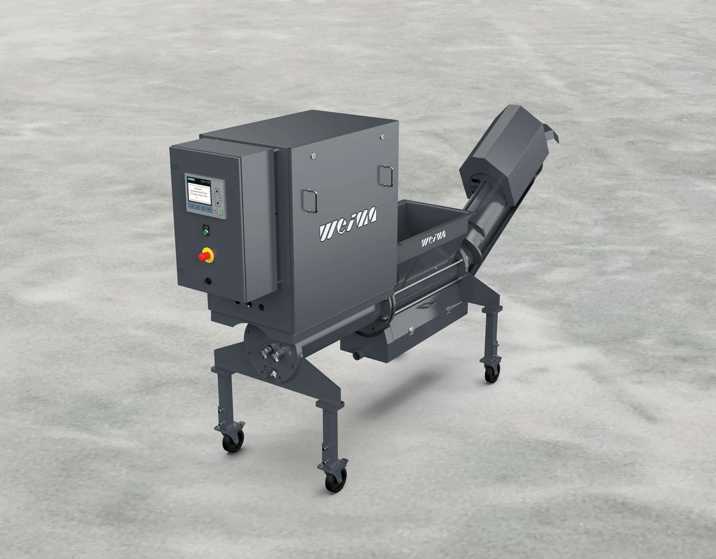 Das Bild zeigt die Siemens SPS-Steuerung und das Touch-Display der Späne-Presse.