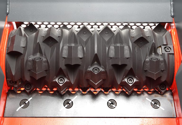 Interior view of the rotor of a WEIMA wood shredder
