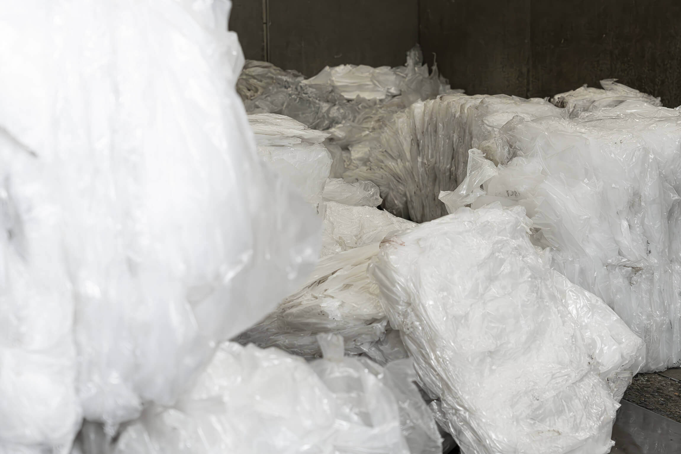 A mountain of white or transparent LDPE film