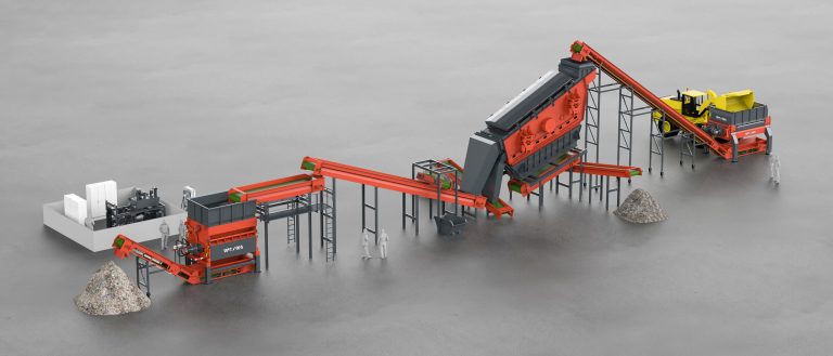 A complete production line with pre- and post-shredding.