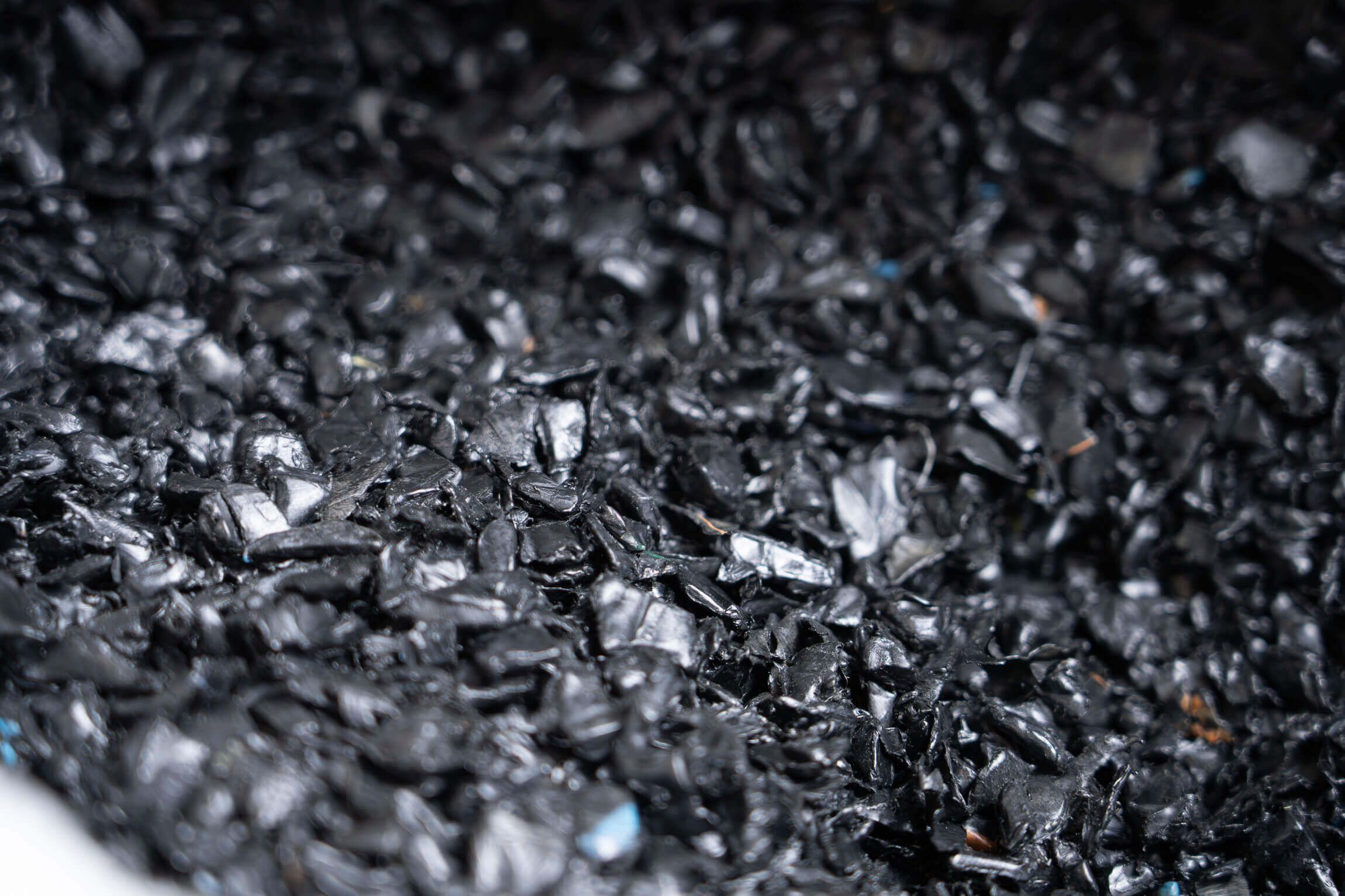 many shredded HDPE pipes