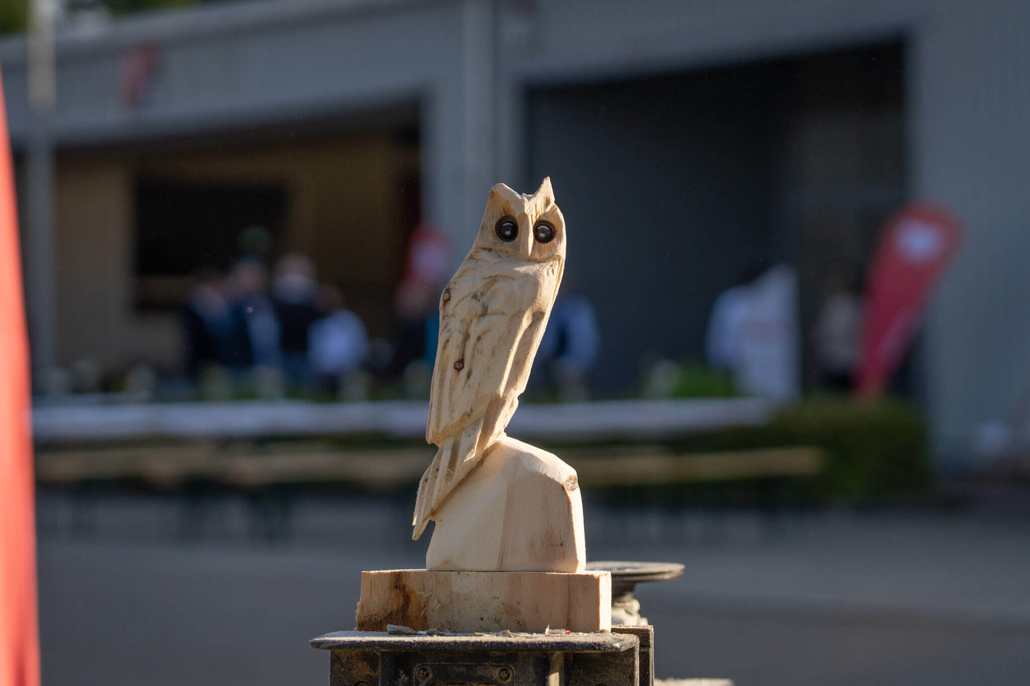An owl made from a block of wood