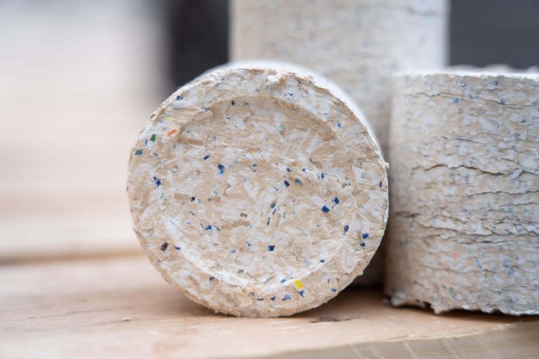 Briquettes from old cardboard boxes