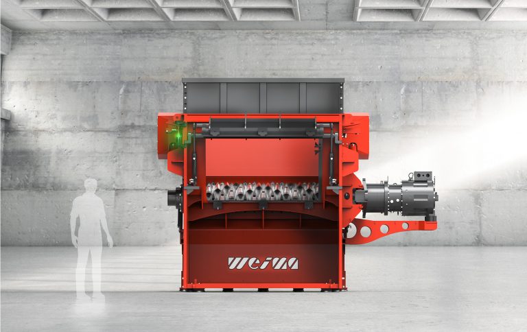 View into a WEIMA machine from the rear with the inspection flap open